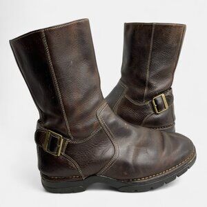 Cole Haan Nike Air Mens Brown Leather Zip Side Chukka Engineer Biker Boots 9 M